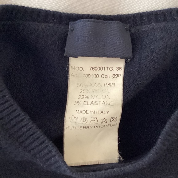 Burberry Navy Blue Cashmere Blend Crew Neck Sweater SZ 2/38 - Picture 4 of 6